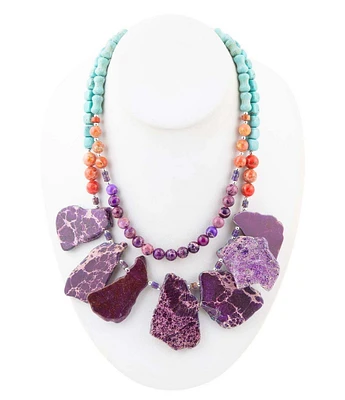 Barse Sterling Silver and Genuine Stone Statement Necklace
