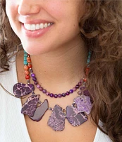 Barse Sterling Silver and Genuine Stone Statement Necklace