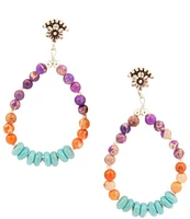 Barse Sterling Silver and Genuine Stone Teardrop Orbital Drop Earrings