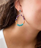 Barse Sterling Silver and Genuine Stone Teardrop Orbital Drop Earrings