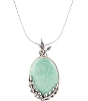 Barse Sterling Silver and Genuine Stone Turquoise Floral Pendant Necklace