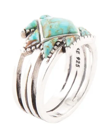 Barse Sterling Silver and Genuine Turquoise Band Ring