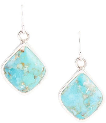 Barse Sterling Silver and Genuine Turquoise Drop Earrings