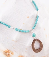 Barse Sterling Silver and Genuine Turquoise Stone Long Pendant Necklace