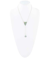 Barse Sterling Silver and Green Turquoise Layered Y Necklace