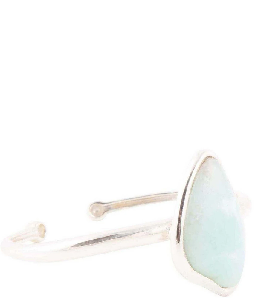 Barse Sterling Silver and Larimar Genuine Stone Cuff Bracelet