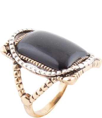 Barse Sterling Silver and Onyx Bronze Statement Ring