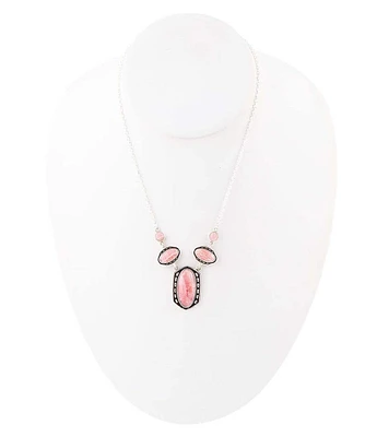 Barse Sterling Silver and Rhodonite Sterling Silver Short Pendant Necklace