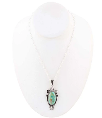 Barse Sterling Silver and Turquoise Genuine Stone Pendant Necklace