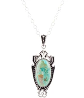 Barse Sterling Silver and Turquoise Genuine Stone Pendant Necklace