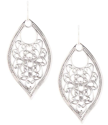 Barse Sterling Silver Ornate Statement Drop Earrings