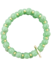 Barse Three Row Genuine Green Quartz Stretch Bracelet Set