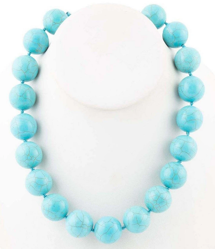 Barse Turquoise Magnesite Round Bead Collar Necklace