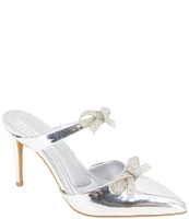 BCBGeneration Bardia Metallic Patent Rhinestone Bows Dress Mules