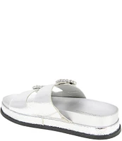 BCBGeneration Batina Metallic Rhinestone Buckled Slide Sandals