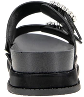 BCBGeneration Batina Microsuede Rhinestone Buckled Slide Sandals