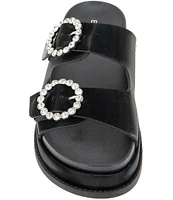 BCBGeneration Batina Microsuede Rhinestone Buckled Slide Sandals