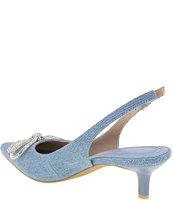 BCBGeneration Donna-2 Denim Rhinestone Bow Slingback Pumps