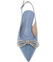 BCBGeneration Donna-2 Denim Rhinestone Bow Slingback Pumps