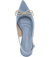 BCBGeneration Donna-2 Denim Rhinestone Bow Slingback Pumps