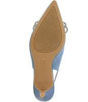 BCBGeneration Donna-2 Denim Rhinestone Bow Slingback Pumps