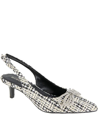 BCBGeneration Donna Boucle Rhinestone Bow Sling Pumps