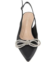 BCBGeneration Donna Satin Rhinestone Bow Sling Pumps