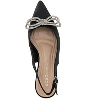 BCBGeneration Donna Satin Rhinestone Bow Sling Pumps