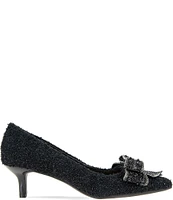 BCBGeneration Dovi Boucle Beaded Bow Kitten Heel Pumps