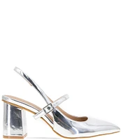 BCBGeneration Gillian Mirror Metallic Patent Mary Jane Slingback Pumps