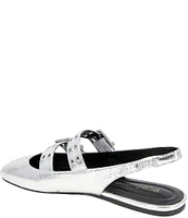 BCBGeneration Hendo Metallic Moto Buckled Ballet Slingback Flats