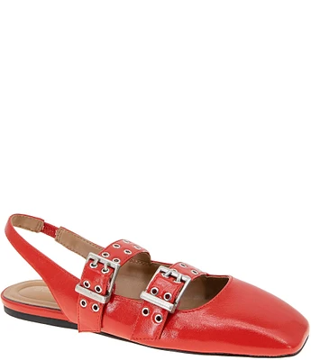 BCBGeneration Hendo Moto Buckled Ballet Slingback Flats