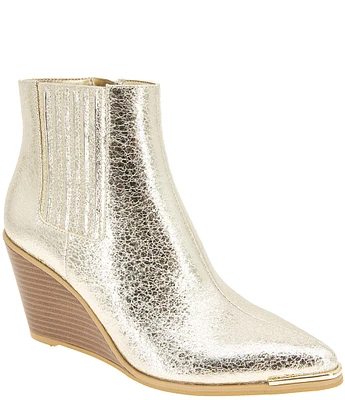 BCBGeneration Jacksin Metallic Wedge Cheslea Booties