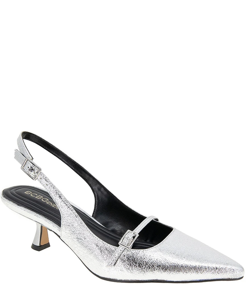 BCBGeneration Kami Metallic Kitten Heel Slingback Pumps