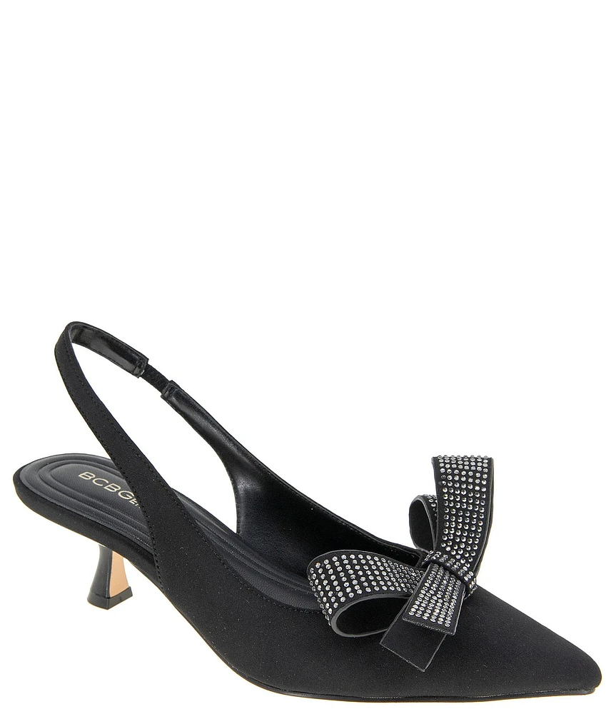 BCBGeneration Kasti-2 Fabric Kitten Heel Rhinestone Bow Pumps