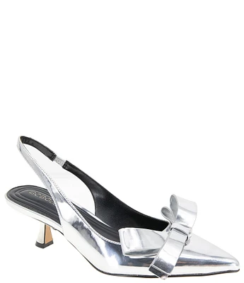 BCBGeneration Kasti Metallic Patent Slingback Kitten Heel Bow Pumps