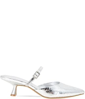 BCBGeneration Katalina Crinkle Metallic Rhinestone Buckle Mules