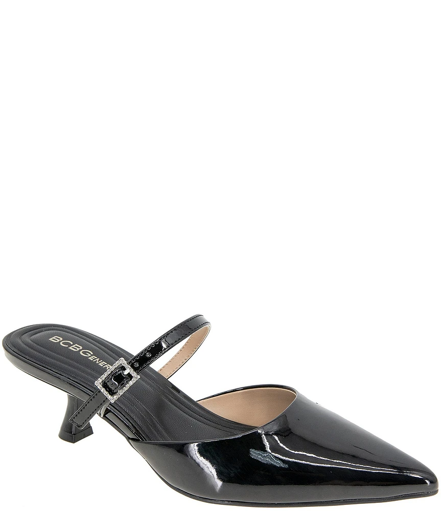 BCBGeneration Katalina Patent Embellished Buckle Mules