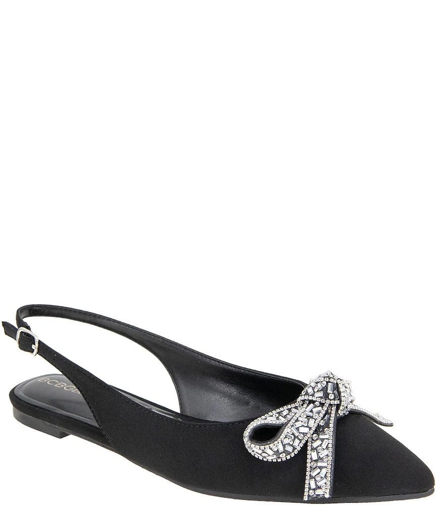 BCBGeneration Katly Neoprene Rhinestone Bow Slingback Flats