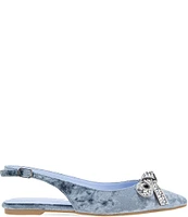 BCBGeneration Katly Suede Rhinestone Bow Slingback Flats