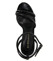 BCBGeneration Kendi Patent Platform Ankle Wrap Sandals