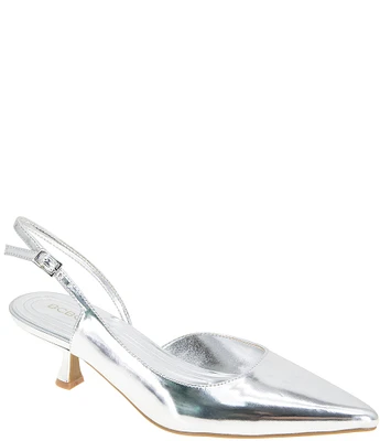 BCBGeneration Kittie-2 Metallic Patent Kitten Heel Slingback Pumps