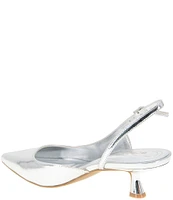 BCBGeneration Kittie-2 Metallic Patent Kitten Heel Slingback Pumps