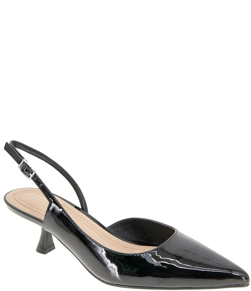 BCBGeneration Kittie-2 Patent Kitten Heel Slingback Pumps