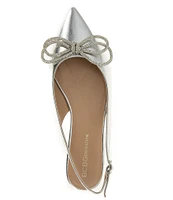 BCBGeneration Kristin Metallic Crystal Bow Sling Flats