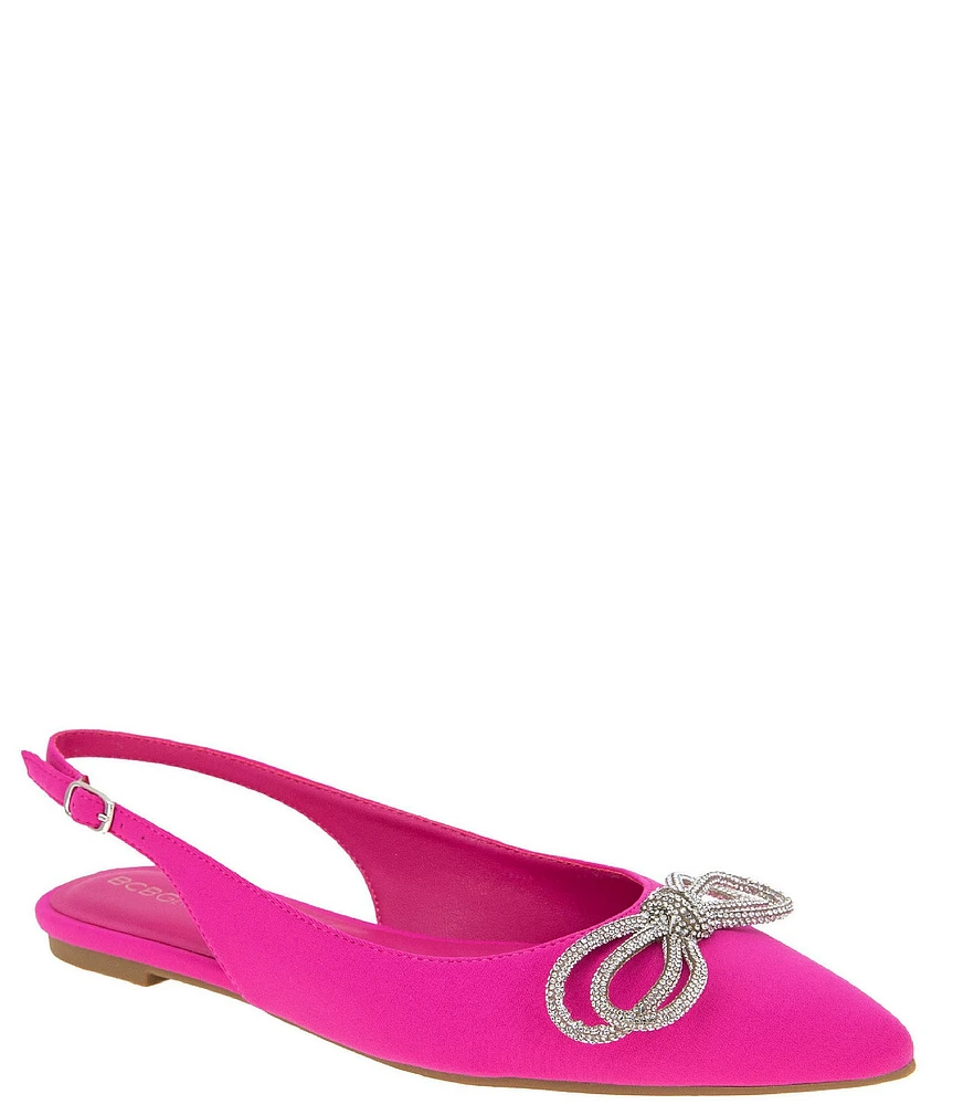 BCBGeneration Kristin Neoprene Crystal Bow Sling Flats