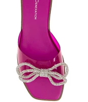 BCBGeneration Laffi Vinyl Rhinestone Bow Slides