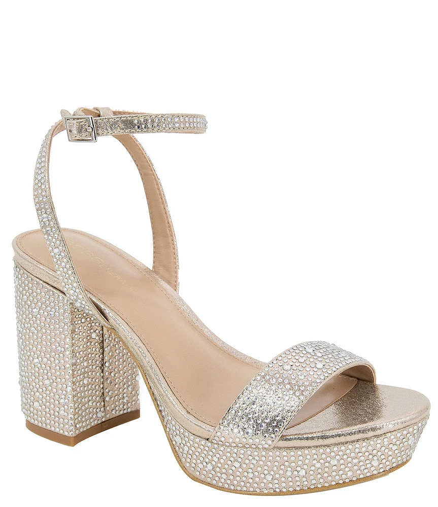 BCBGeneration Pristal Rhinestone Platform Block Heel Dress Sandals