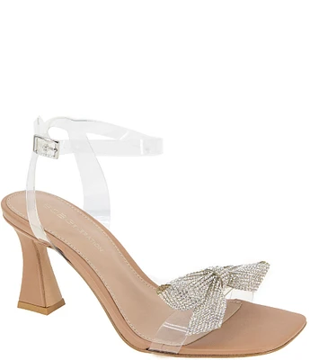 BCBGeneration Relso Clear Rhinestone Bow Dress Sandals