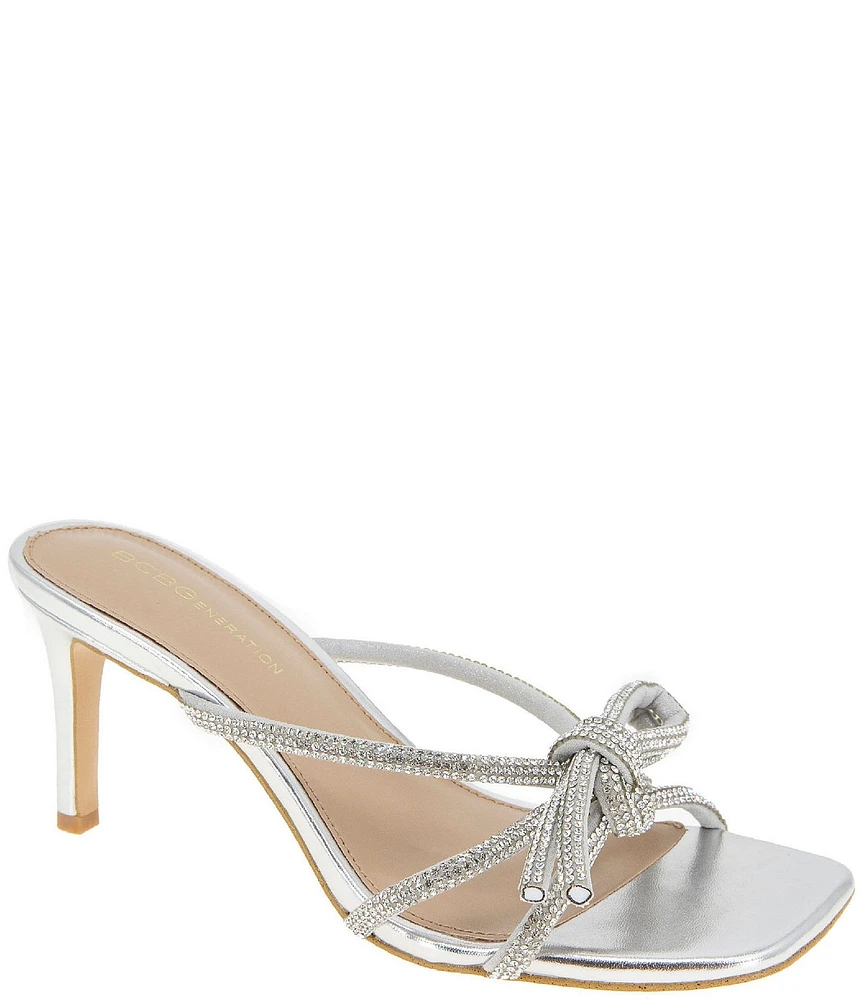 BCBGeneration Selma Rhinestone Bow Dress Slides